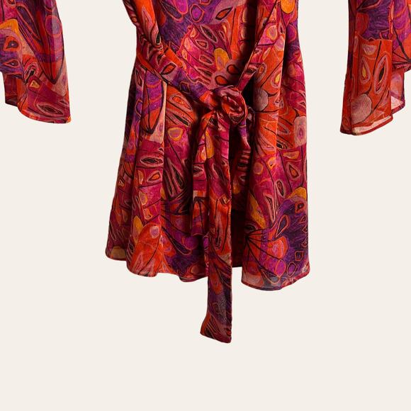 MISA Twiggy Abstract Butterfly Print Long Sleeve Mini Dress Size Small - Picture 8 of 11